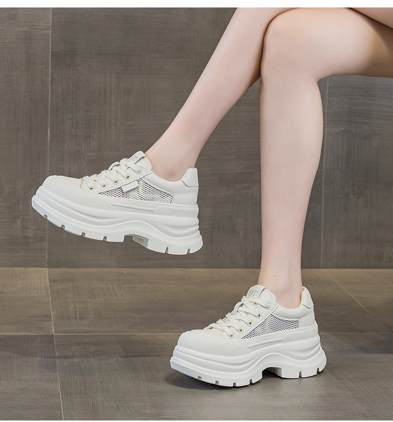 Giày sneaker nữ đế dày phong cách Anh quốc, form dày dặn, phối hợp trang phục hằng ngày — Be 5058, Đen 5058 chi tiết 20