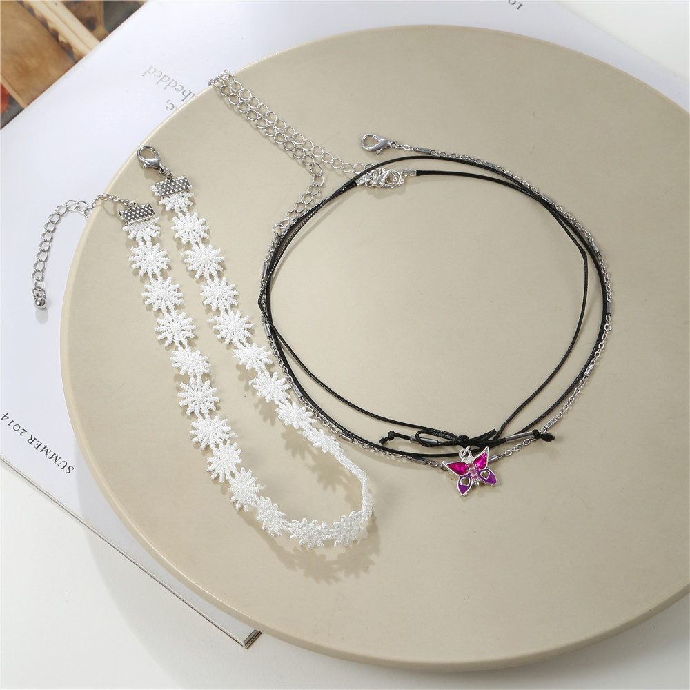 European And American Lace Flower Bow Clavicle Chain Fashion  Butterfly Pendant Choker display picture 6
