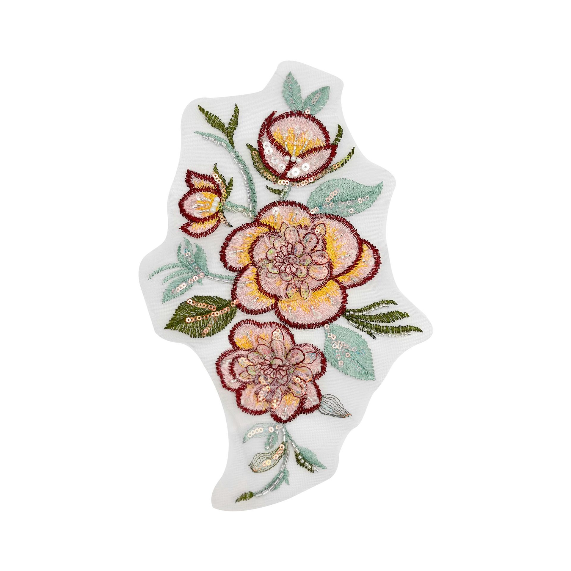 Tela bordada original hermosa ropa china cheongsam antiguo parche decoración de tela de malla de tela de flores bordadas