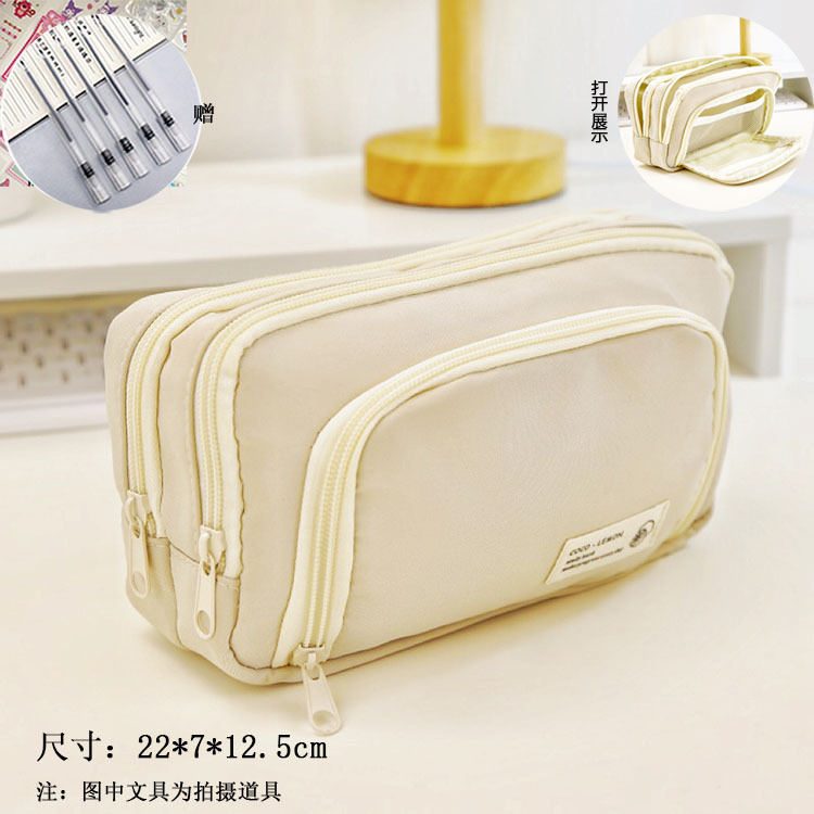 Caja de papelería de gran capacidad multifuncional de gran capacidad japonesa y estudiantes de secundaria en el nicho de viento simple bolsa de lápiz