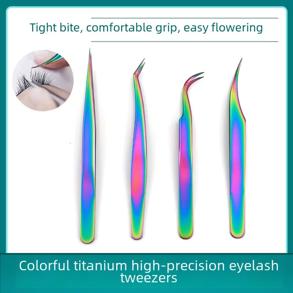 Eyelash Tweezers Grafting Eyelash Special Stainless Steel False Eyelash Auxiliary Tool Gold Feather Clamp suit Eyelash Tweezers