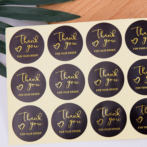 Round love thank you sealing sticker, hot stamping self-adhesive sticker, baking sealing sticker 12 pieces