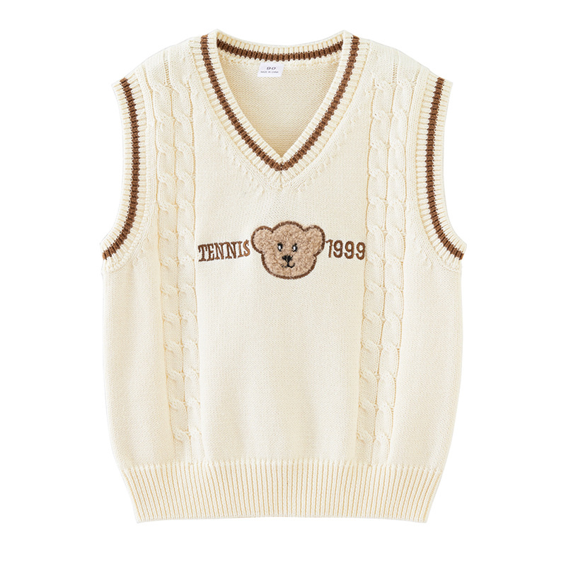 Primavera y otoño niñas suéter Chaleco de dibujos animados bordado niños Chaleco de punto kindergarten clase uniforme escolar uniforme al por mayor