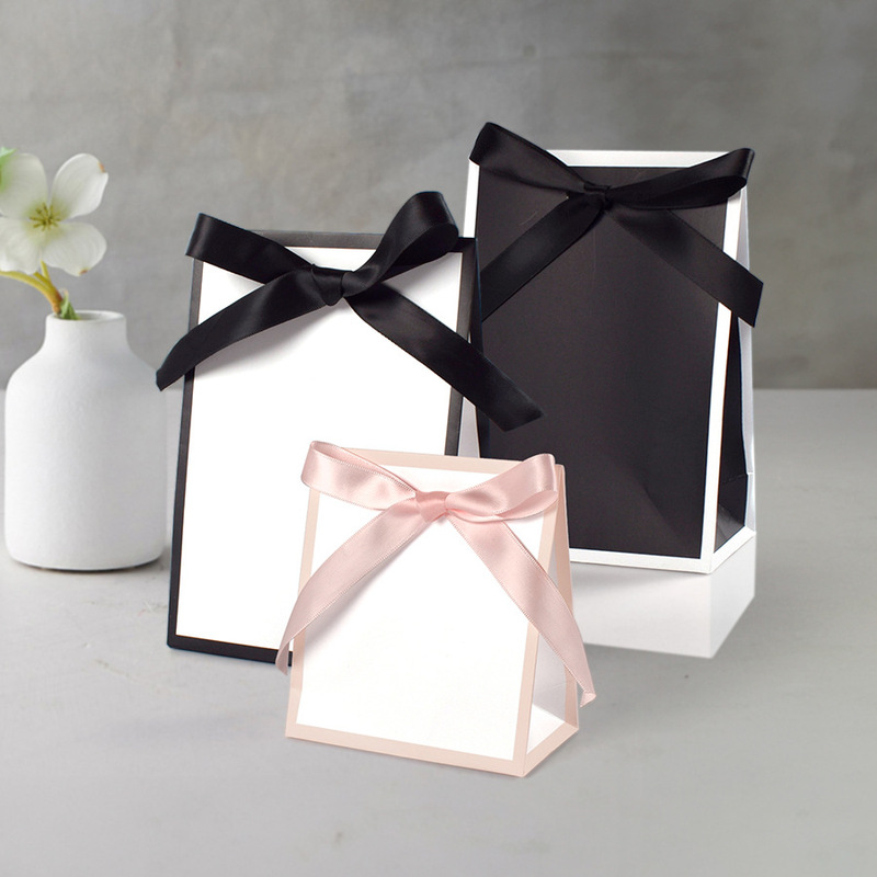 10PCs small size bag gift packaging bag in stock simple ins solid color shopping bag black and white bow paper bag 10PCs small size bag gift packaging bag in stock simple ins solid color shopping bag black and white bow paper bag