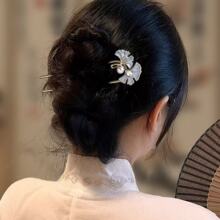 国潮雪兰玉兰花银发簪复古簪子花苞女古风汉服旗袍配饰钗头饰发簪