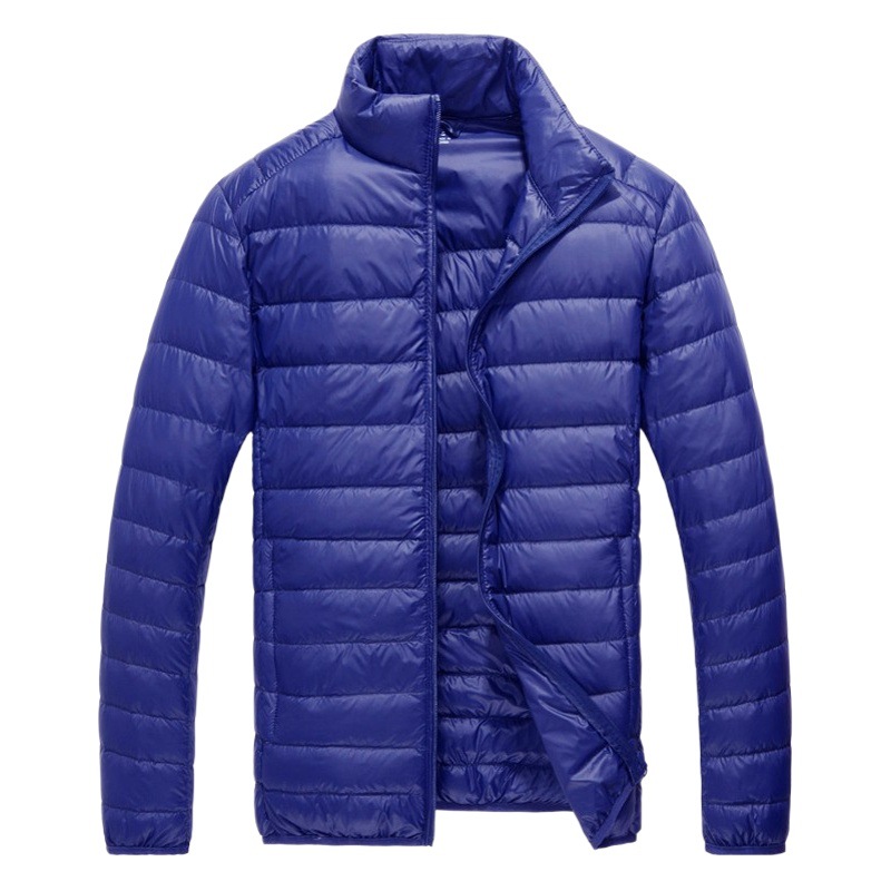 Con bolsa de almacenamiento estándar 90 pato blanco abajo invierno de los hombres abajo chaqueta soporte cuello con capucha superior de invierno de los hombres desgaste ligero todo juego