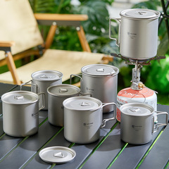 屋外チタンカップ純チタンマグカップキャンプ携帯カップコーヒーカップチタン金属キャンプ折り畳みカップセット
