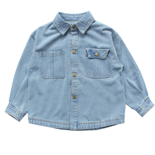 Girls' denim jacket spring clothing 2024 new children's tops stylish and fashionable middle and large children's spring and autumn denim shirts 