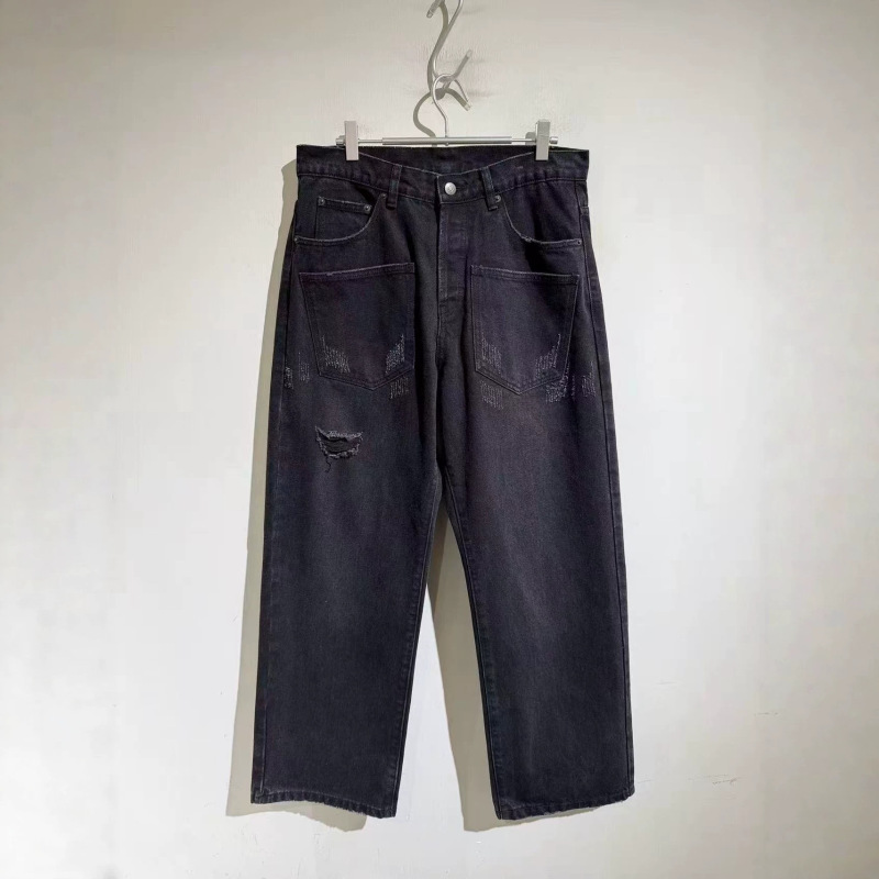 Maji's Designer Style 2026Aw Heavy-Duty Men's Washed Ripped Jeans with Unique Front Pocket Design