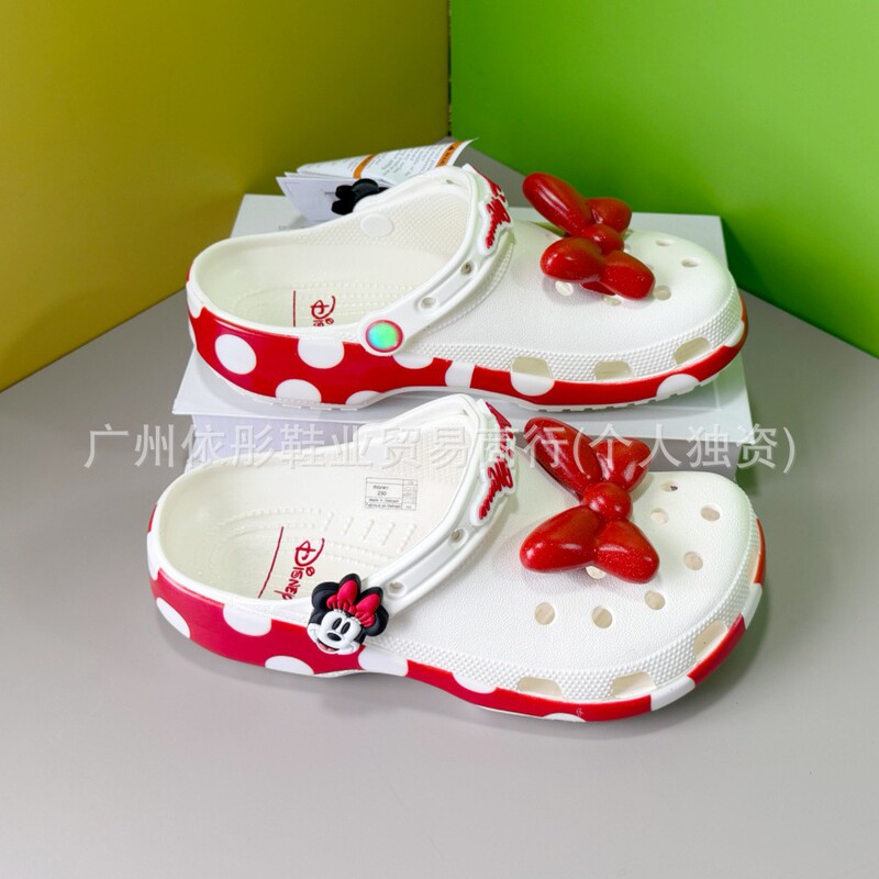 Cross Star Disney Collaboration Mickey and Minnie Cute Bow-Knot Clogs Outdoor Versatile Trendy Sandals Cross Star Disney Collaboration Mickey and Minnie Cute Bow-Knot Clogs Outdoor Versatile Trendy Sandals