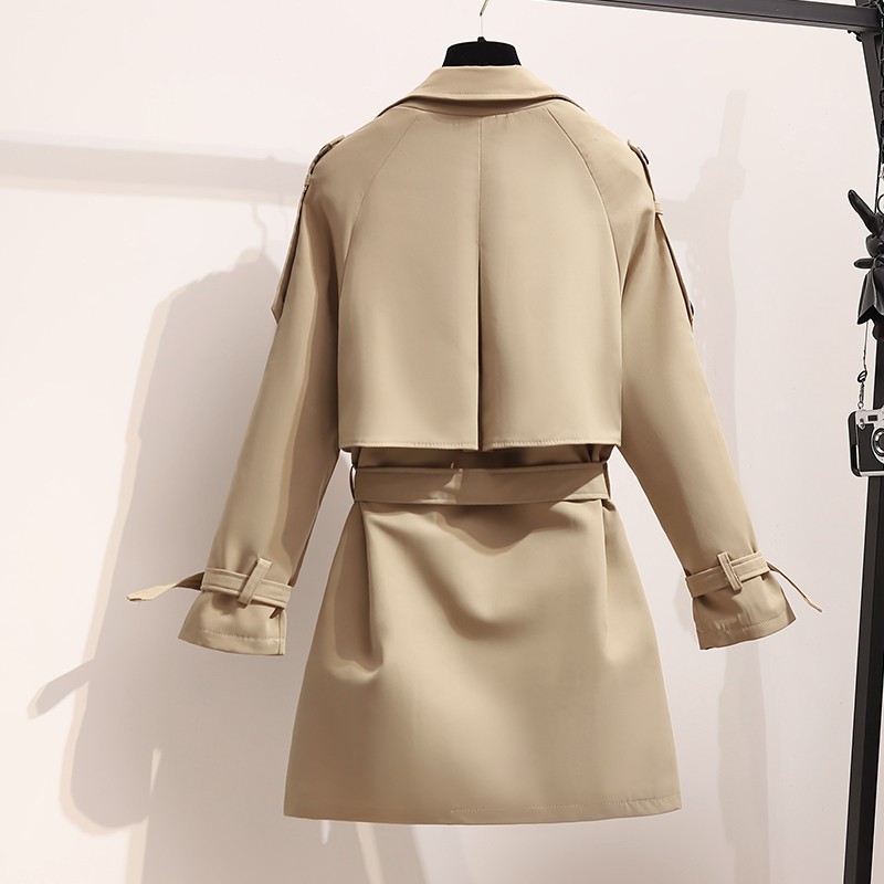 ng2510292 Trench coat feminino Cross-border, modelo novo para o início da primavera e outono de 2024, comprimento médio, ideal para mulheres de estatura baixa, estilo britânico elegante._voghion.com