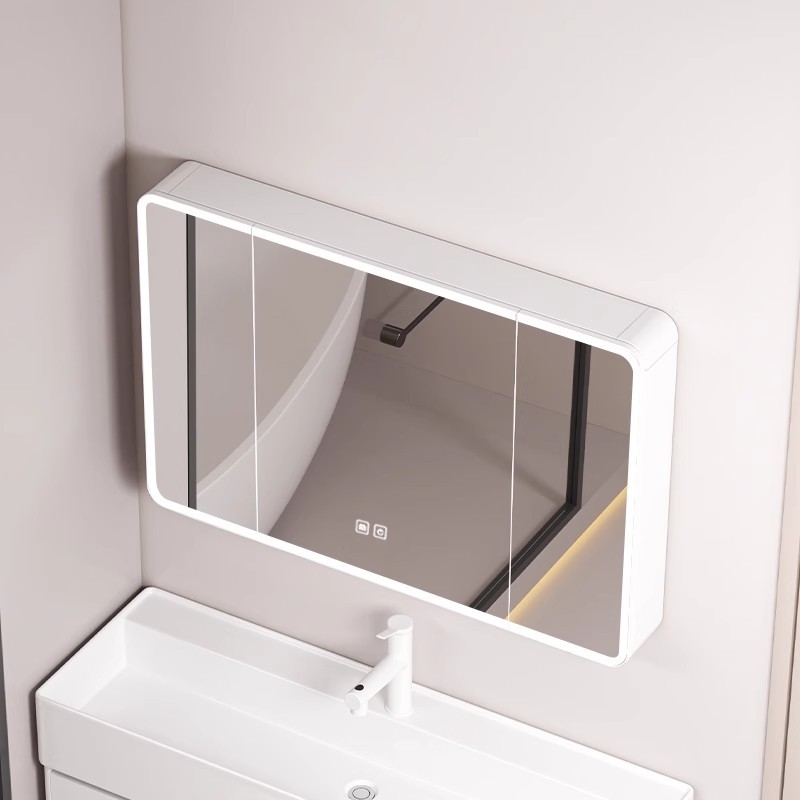 Nuevo armario de espejo de baño de arco, armario de espejo de baño, armario de almacenamiento de luz inteligente, armario de pared colgado con armario de espejo de vestuario