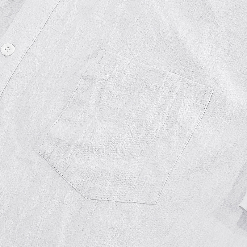 T-shirt homme en lin à col chemise manches courtes ample_voghion.com