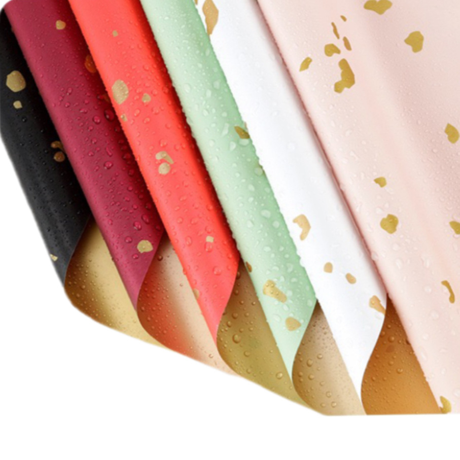 Papel de regalo para ramos de flores Lizhiran, con purpurina dorada, papel dorado de dos tonos, estilo europeo, elegante y resistente al agua.