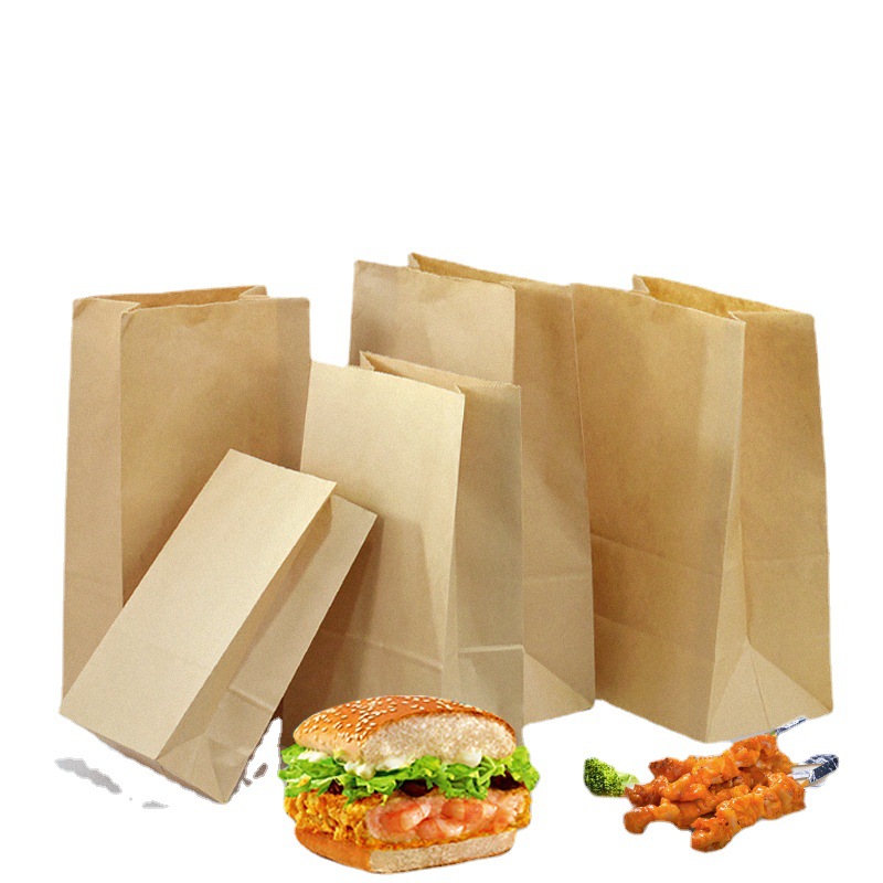加厚牛皮纸袋防油食品包装袋烘焙打包外卖袋点心面包袋汉堡袋