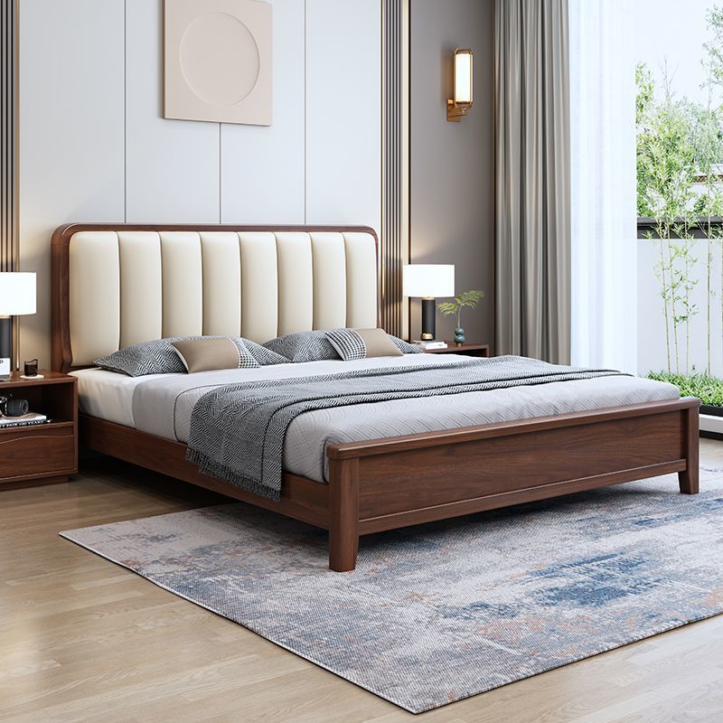 北欧实木胡桃木床现代简约1.8米双人床大小户型1.5米储物软靠背床