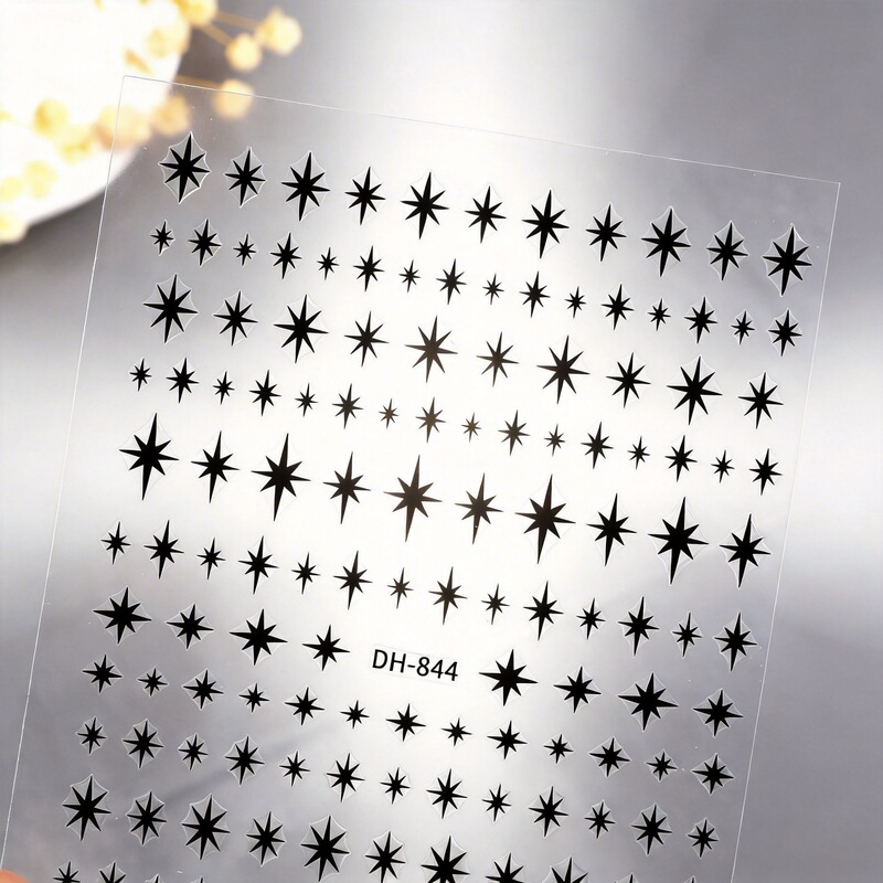 Classic Eight-Pointed Star Nail Stickers Flat Adhesive Gold and Silver Eight-Pointed Star DIY Nail Art Stickers Accessories Dh844