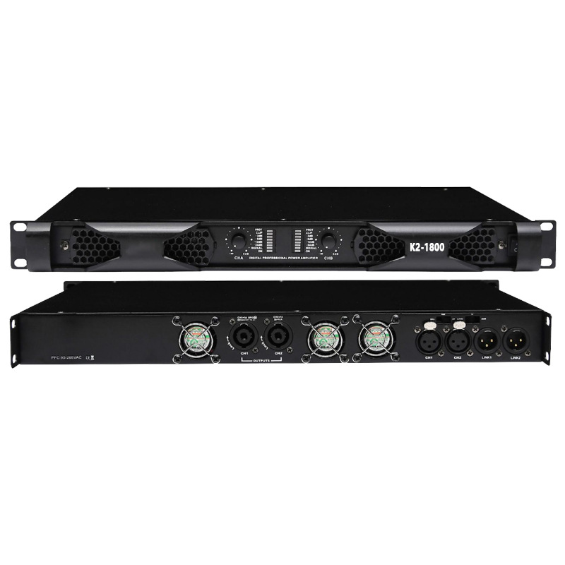 Venta directa de fábrica, amplificador de potencia profesional de dos canales, amplificador de potencia digital 1U, sistema de amplificador de alto rendimiento de 1800W