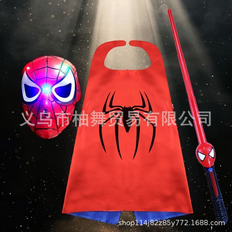 Spider-Man Guante Lanzador Spider-Man Regalo de cumpleaños Juguetes para niños Sonic Lightsaber Armas Escudo Set Capa