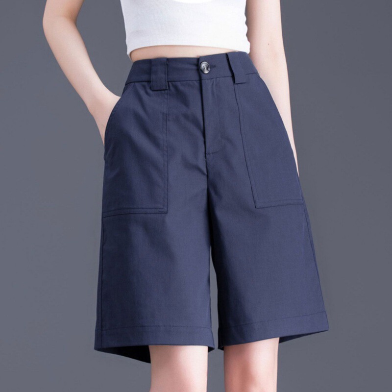 Cotton Comfortable Shorts for Women Summer Thin New Breathable Suit Five-quarter Pants for Women Straight Casual A-line Mid-pants for Women