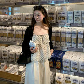 YJIA伊嘉秋季韩系甜美风温柔百搭显瘦针织开衫甜俏小衫两件套7635