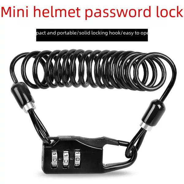 Motorcycle Helmet Lock Anti-Theft Lock Mountain Bike Password Lock 4-Digit Portable Bicycle Wire Lock Cable Lock