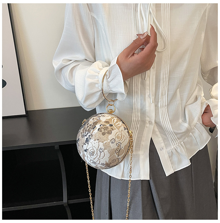 900g Weight Lock clasp Closure Type Single Shoulder Strap, Top Handle Strap Type Circle Bag Bags Type Daily, Shopping Occasion PU Material Women's Backpack Backpack Flower Pattern All Seasons Season Women's Gender Elegant, Vintage Style Style Round Shape Women's PU Flower Elegant Vintage Style Round Lock Clasp Circle Bag 13
