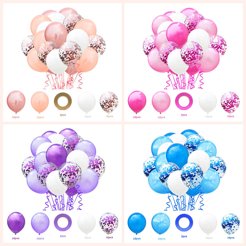 Boda transfronteriza oro rosa Granada confeti rojo lentejuelas globo redondo fiesta de cumpleaños de los niños decoración escena diseño