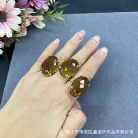 网红直播新品土耳其苏丹石戒指保色电镀活口戒小众个性厂家直销