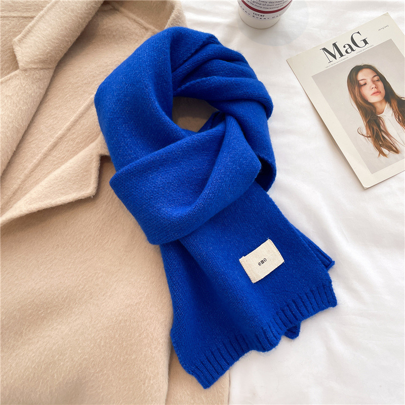 Knitted Scarf Pure Color All-Matching Autumn And Winter Warm Scarf Long Student Scarf Candy Color Bright Basic Korean Style display picture 2