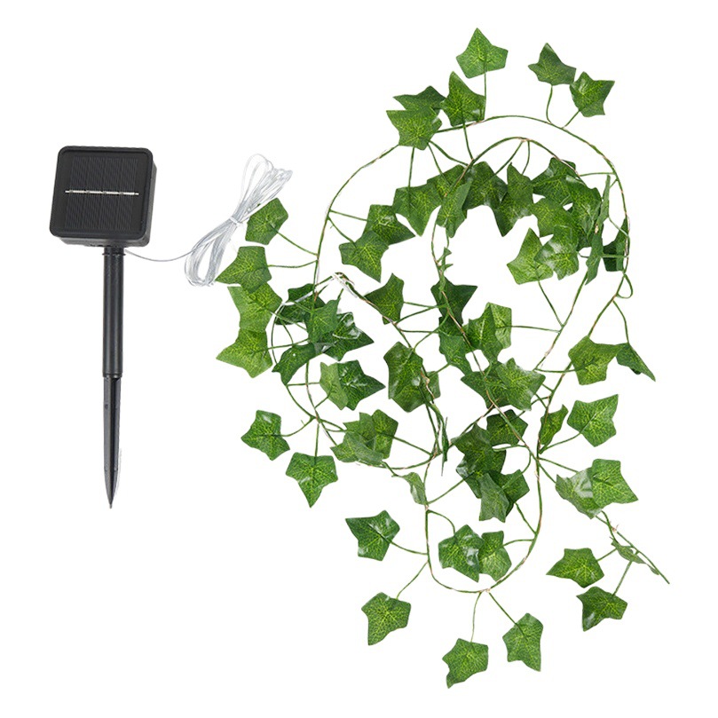 Lámpara decorativa de plantas verdes Lámpara de cortina de hoja de sauce LED Lámpara de estrella Lámpara intermitente Lámpara de color Cadena de luz solar de ambiente de habitación de patio