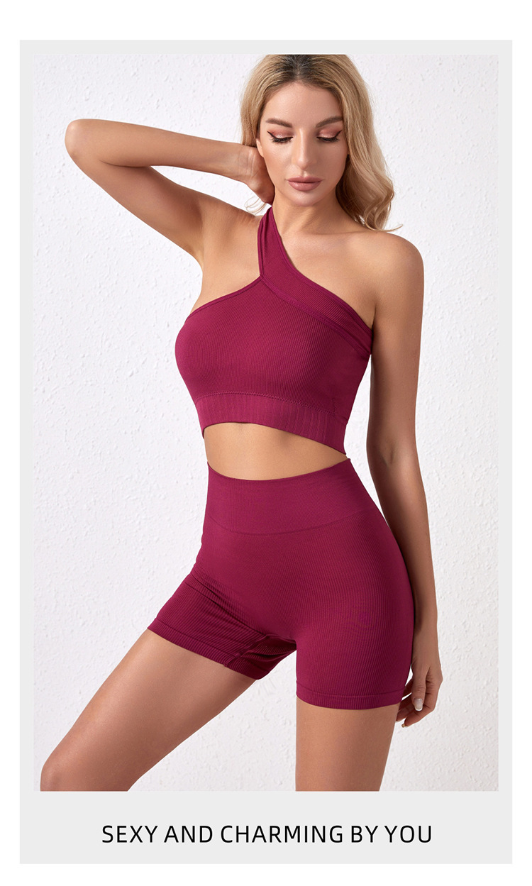 New Sports Vest Women's High Strength Shockproof Underwear Belly-lifting Shorts Split Fitness Yoga suit_voghion.com