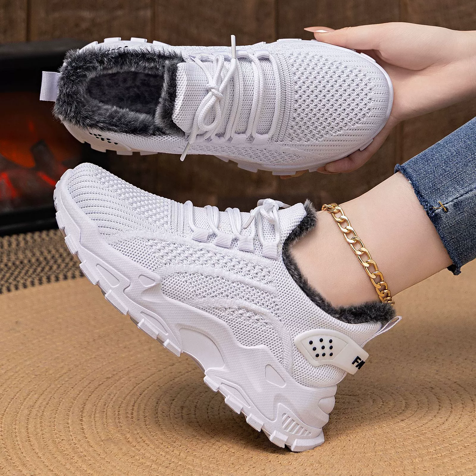 Winter warm footwear, keep warm low boots platform