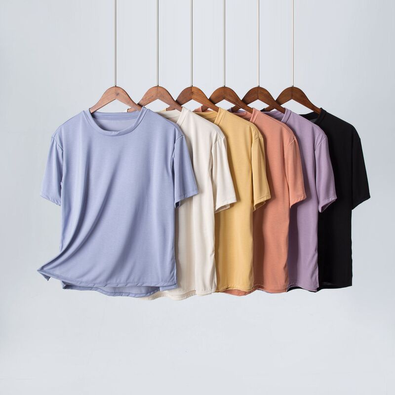 2022 New Style Women's T-Shirt Home Clothes Outer Wearing Acetate Silk Soft Cotton with Chest Pad Free Bra Loose Short Sleeve 2022 New Style Women's T-Shirt Home Clothes Outer Wearing Acetate Silk Soft Cotton with Chest Pad Free Bra Loose Short Sleeve