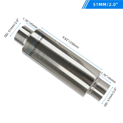 Universal Bright Silver Exhaust Pipe for Cars 51/57/63MM Stainless Steel Straight Muffler Modification (Exhaust pipe) - 51mm20