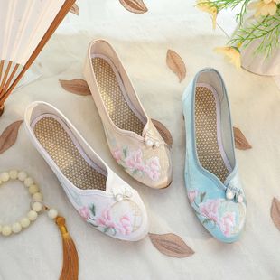 [Miaofu] 2025 Summer New Chinese Style Old Beijing Cloth Shoes Simple Ethnic Style Cheongsam Elegant Women's Shoes