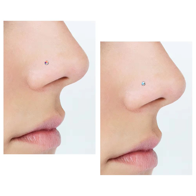 Oil Drip Gradient Color Stainless Steel 20G Fashion C Lip Ring S Stud L Rod Nose Jewelry Piercing Accessories_voghion.com