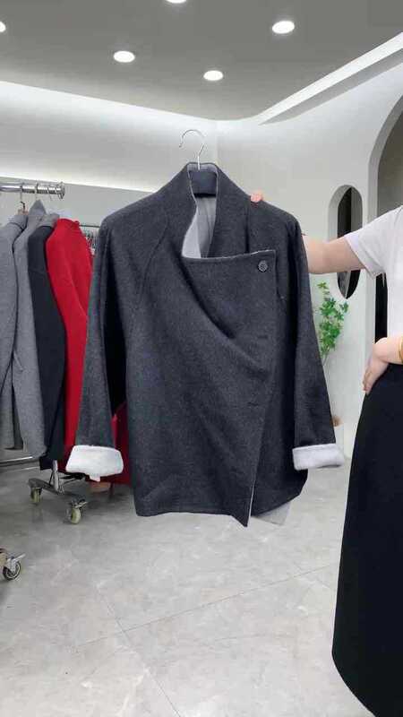Special offer: oversized, double-faced wool jacket with a large collar