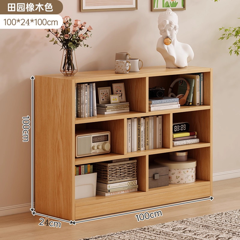 7칸 수납장 | 루샨 삼나무 색상 100*24*100CM ★ 단단한 나무 생태 보드