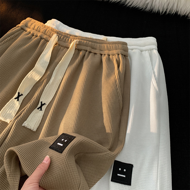 Waffle Short Shorts for Men - Summer Thin Style American Retro Running Exercise Pants - Trendy Brand Loose Casual Five-Finger Pants