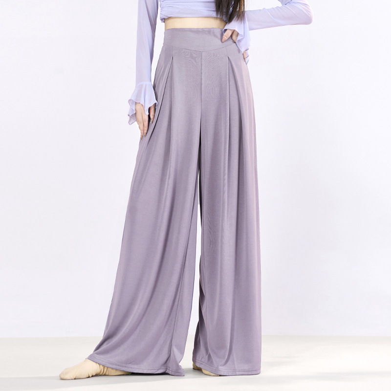 古典舞新款宽松垂感直筒阔腿裤现代舞蹈服成人形体练功服女长裤子