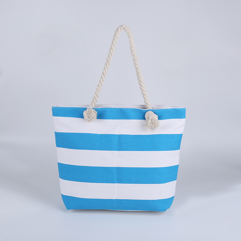 Women's Large Canvas Stripe Basic Square Zipper Canvas Bag display picture 15