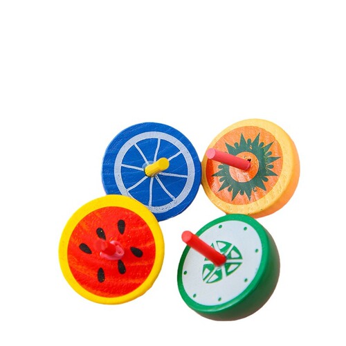 Large fruit top wholesale wooden color finger spinning small top traditional nostalgic children's wooden toy