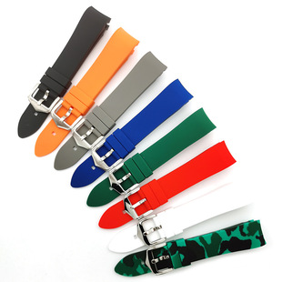Neutral Elbow Curved Mouth 18 19 20 21 22 23 24mm Silicone Watch Strap