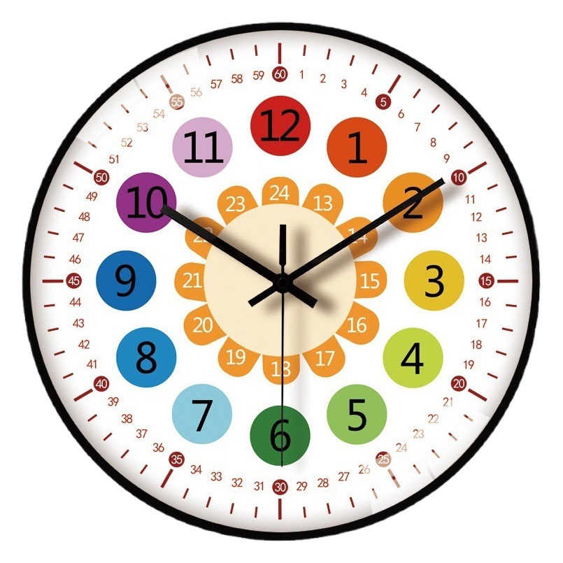 [12 pulgadas 30cm] Educación Temprana Reloj de pared hogar sala de estar reloj niños habitación simple reloj de pared decorativa al por mayor