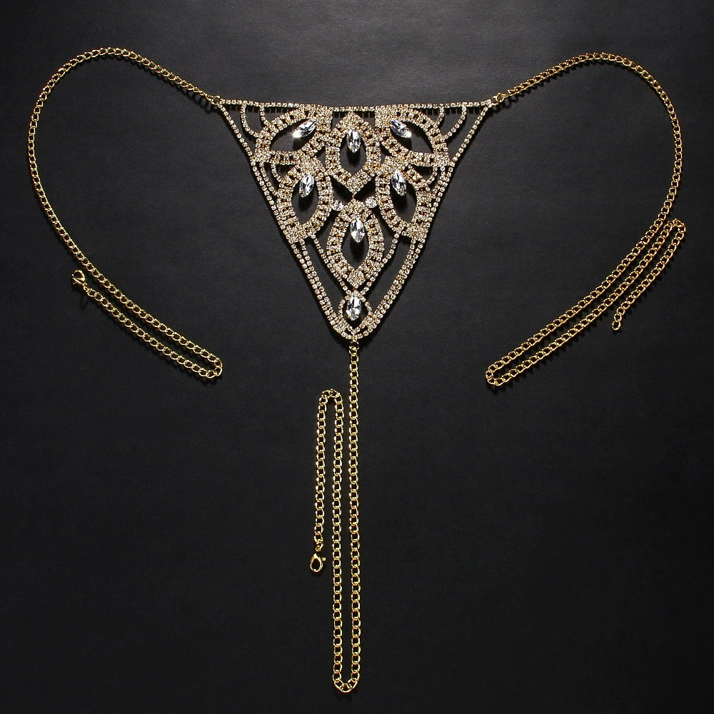 Европейско-американский кроссбордный body chain с rhinestones, блестящее ночное колье, кристаллическая листовая цепочка для женского тела, сексуальное нижнее белье