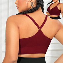 裸感瑜伽服背心法螺纹运动文胸女透气挂脖大露背Y字瑜伽内衣美背