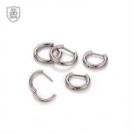 F136钛合金D形环半圆直针耳环G23素圈唇环穿刺耳圈基础鼻环耳骨环