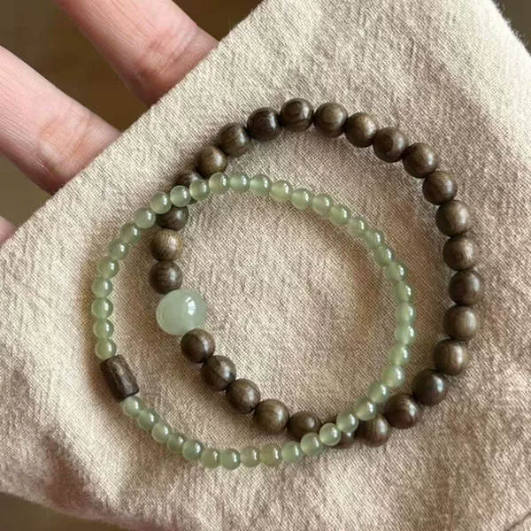 Delicate Fresh Sandalwood Bracelet Exquisite Vintage Accessory Chinese Style Double Circle Qi Si National Style Vintage Best Friend Couple Bracelet