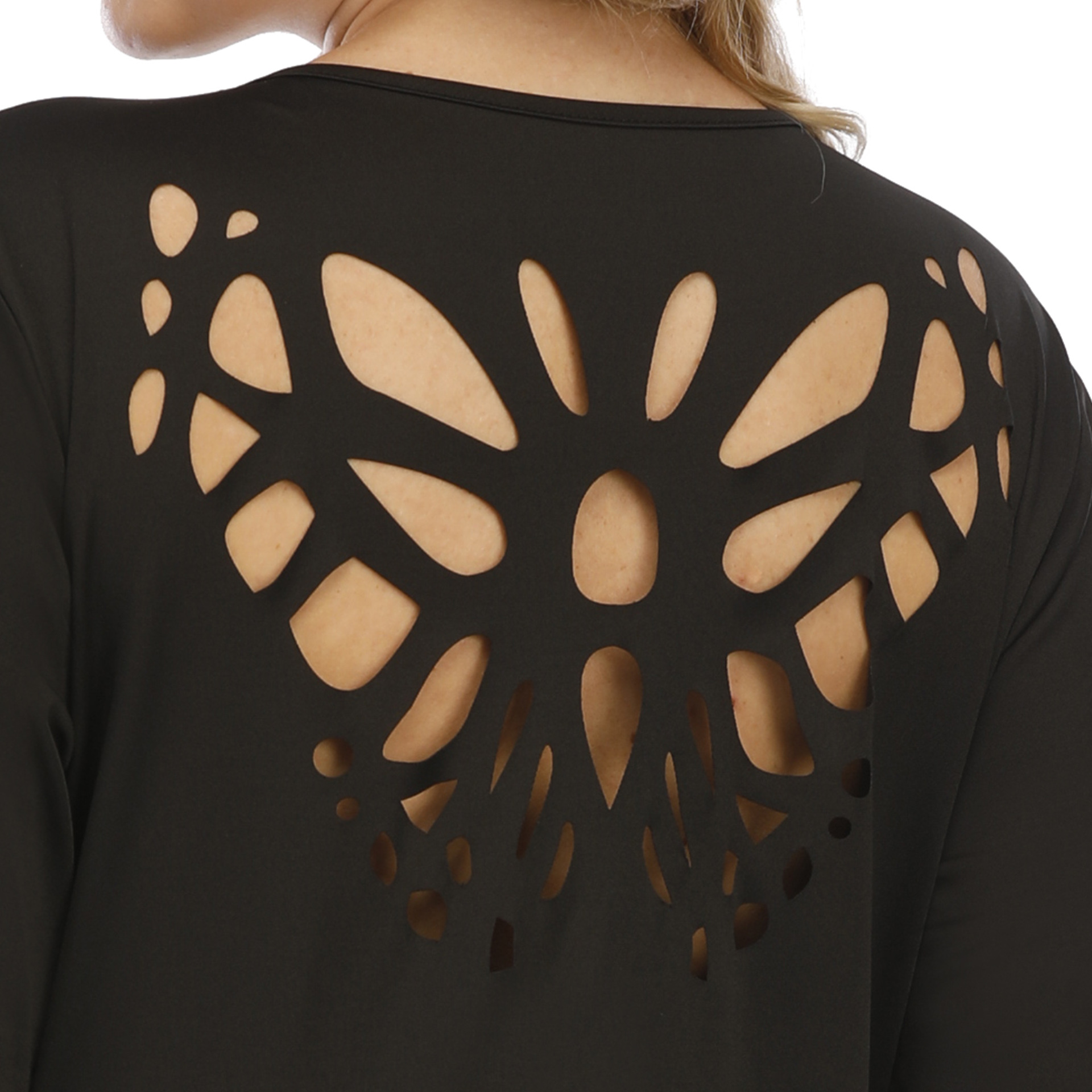 Butterfly Hollow Burnt Flowers Plus Size T-Shirt NSOY59417